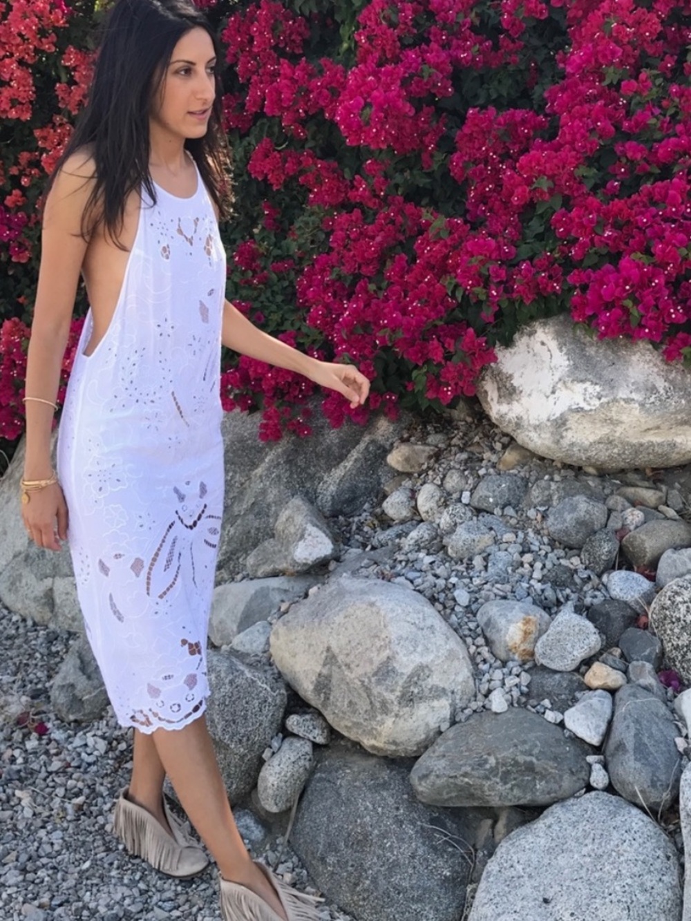 Free People White Embroidered Dress